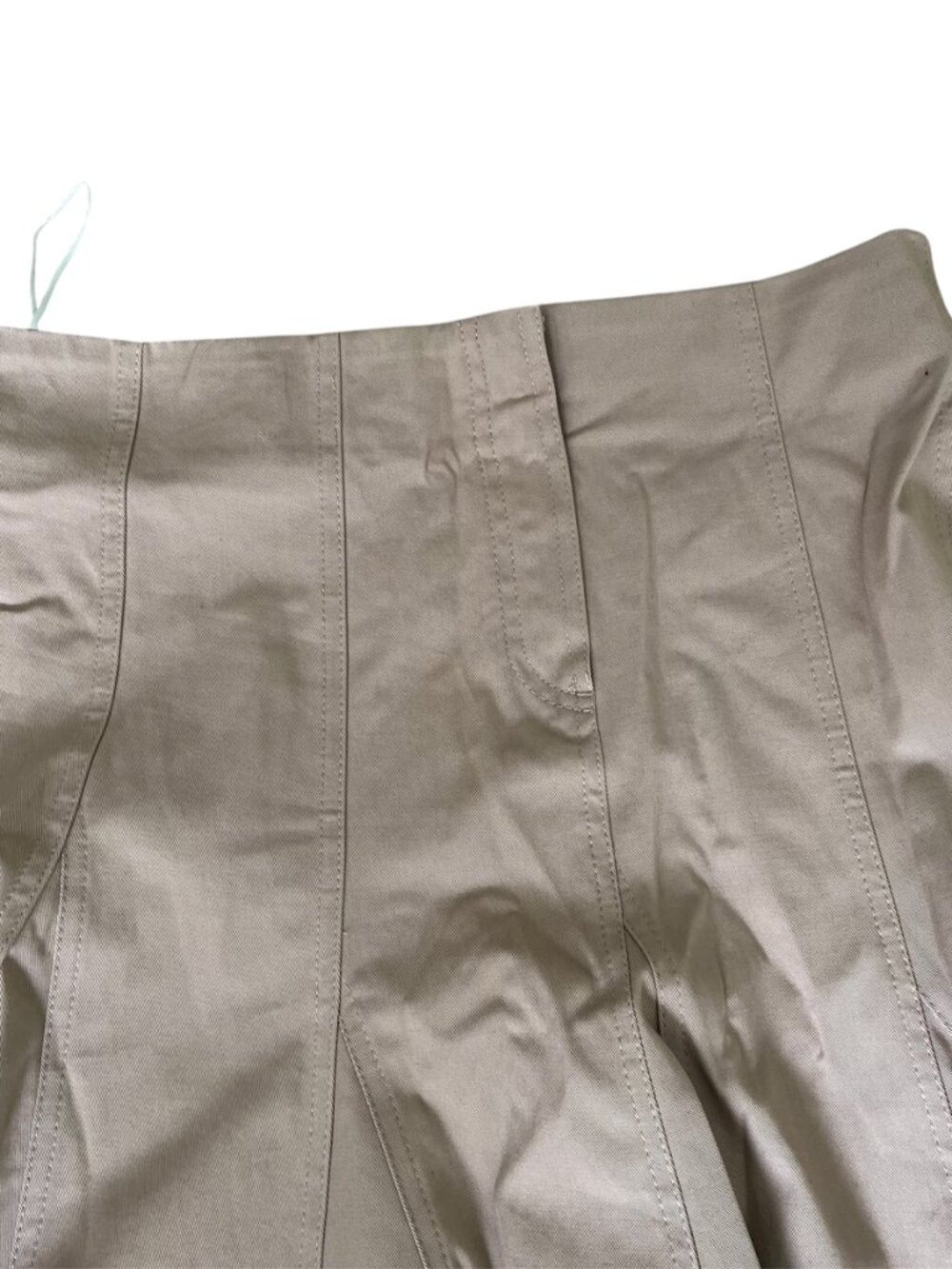 Zara ZW Collection Trench Midi Skirt Light Whiskey Pleated Hem Cotton Large NWT - Picture 8 of 13